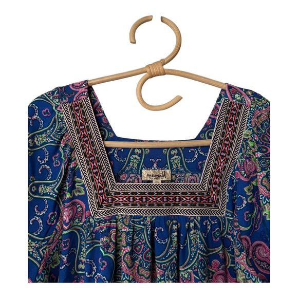 One World Square Embroidered Neck Flowy Top Marching Pull On Drawstring Wide Leg - Picture 6 of 16